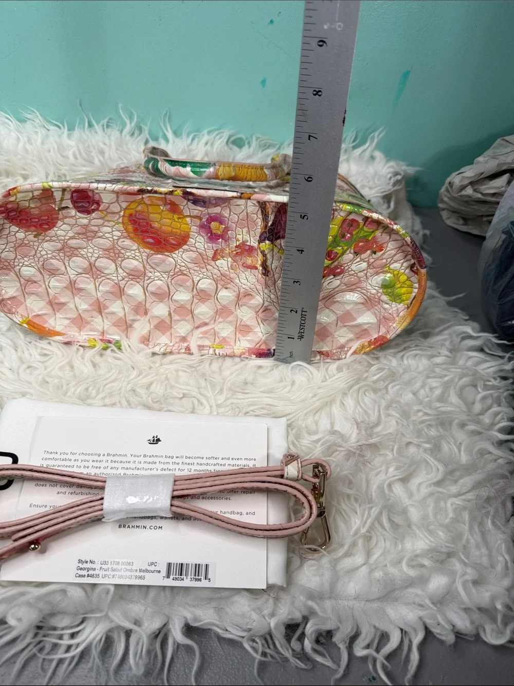 New Brahmin Georgina fruit Ombre salad Pink Floral Dome Satchel - Picture 12 of 17